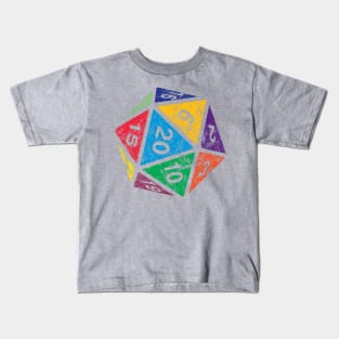 RPG Dice d20 | Distressed Multi Color Kids T-Shirt